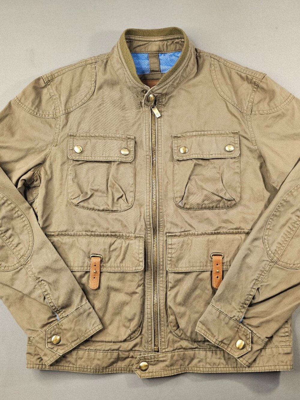 Massimo Dutti Khaki Utility Field Jacket Full Zip 4 Pocket Men's Medium M